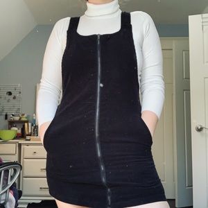 Black Corduroy Overall Dress